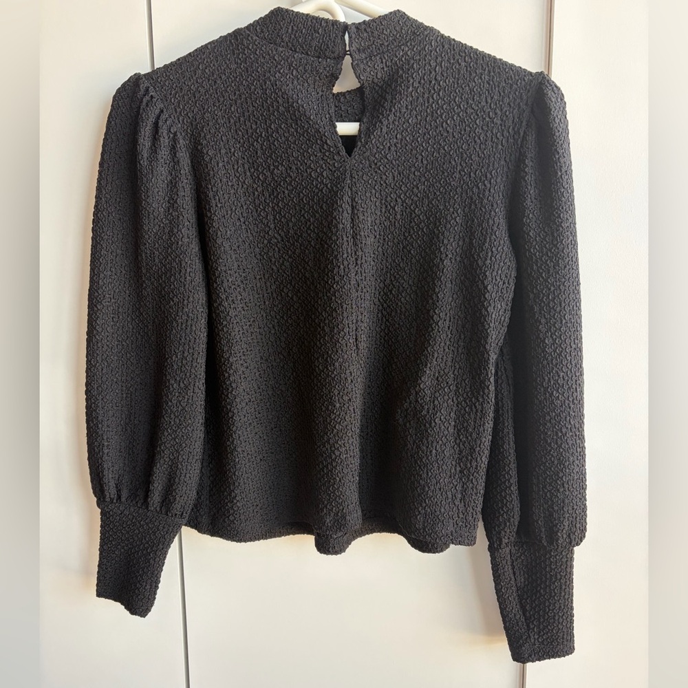 Mango Black Textured Blouse Size XS - Picture 5 of 6